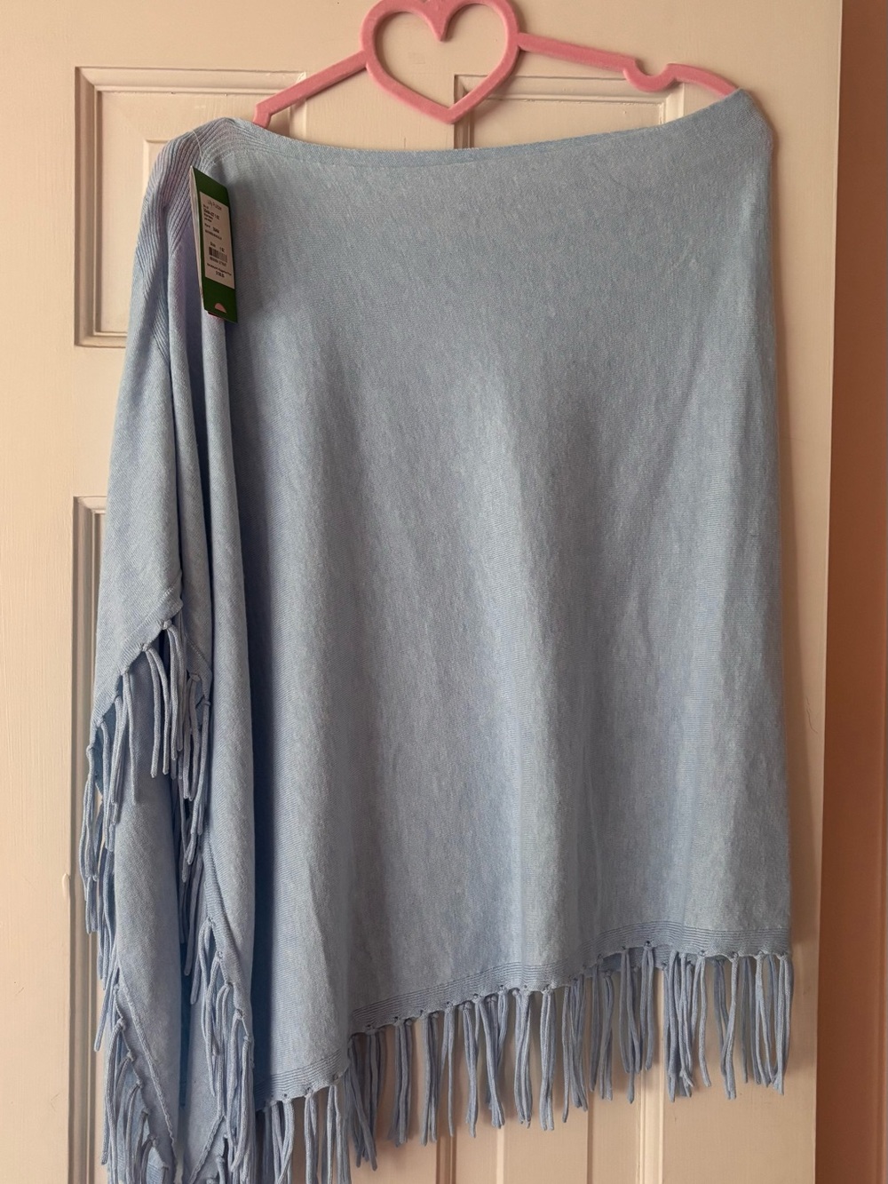 Lilly Pulitzer Light Blue Fringe Poncho Sweater